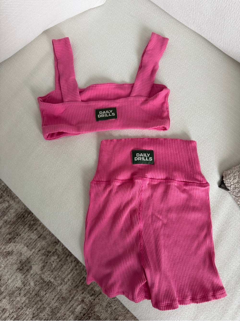 Daily Drills Hot Pink Ribbed Workout Set